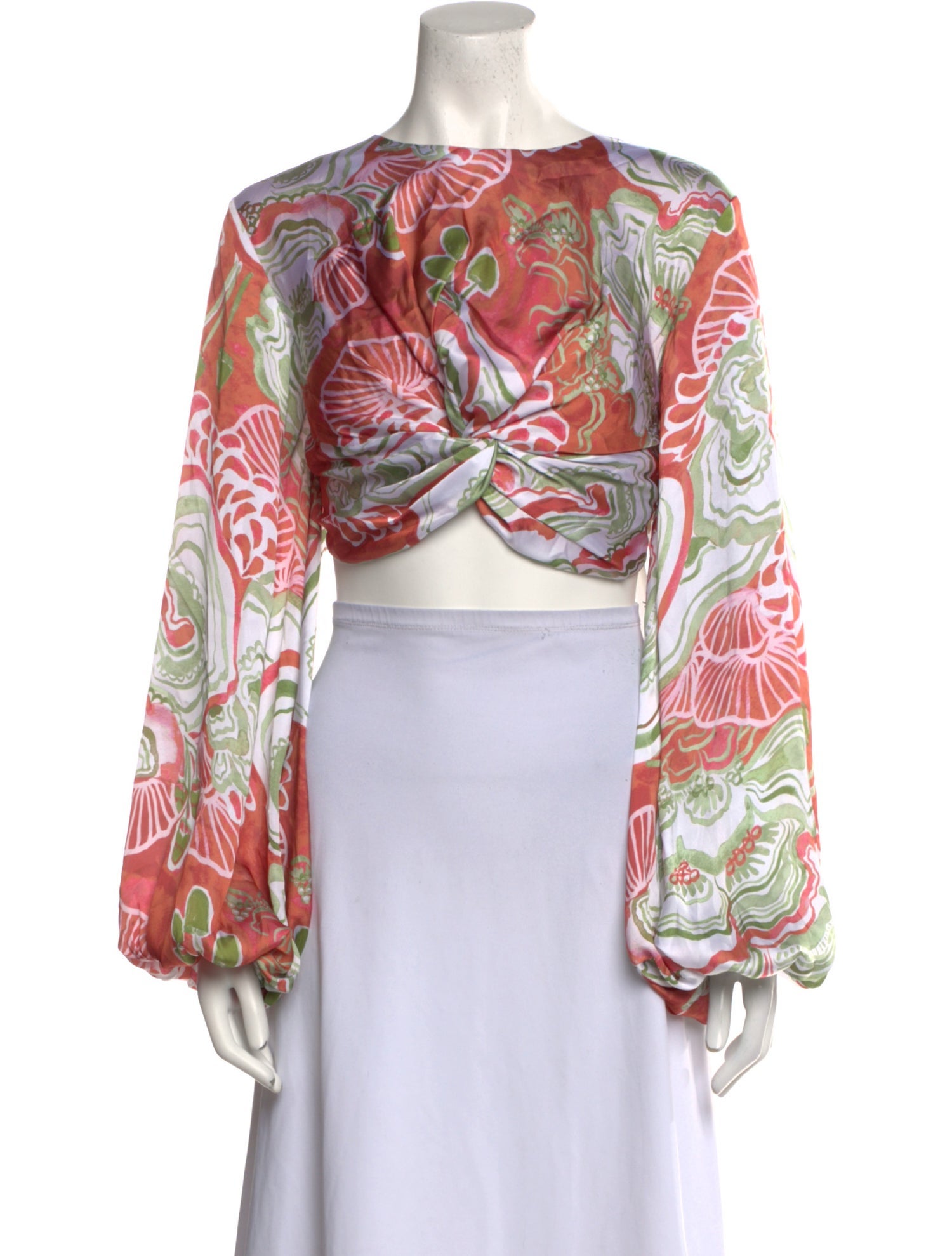 Andrea Iyamah Printed Bateau Neckline Crop Top w/ Tags