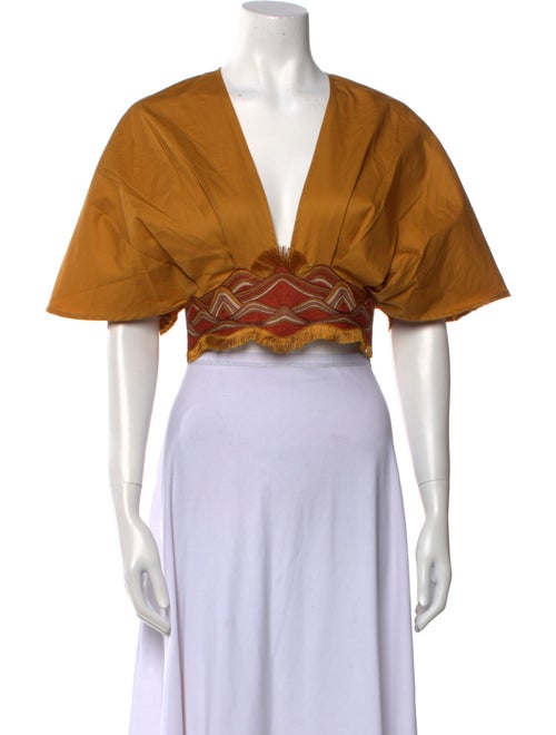 Andrea Iyamah V-Neck Short Sleeve Crop Top