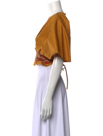 Andrea Iyamah V-Neck Short Sleeve Crop Top