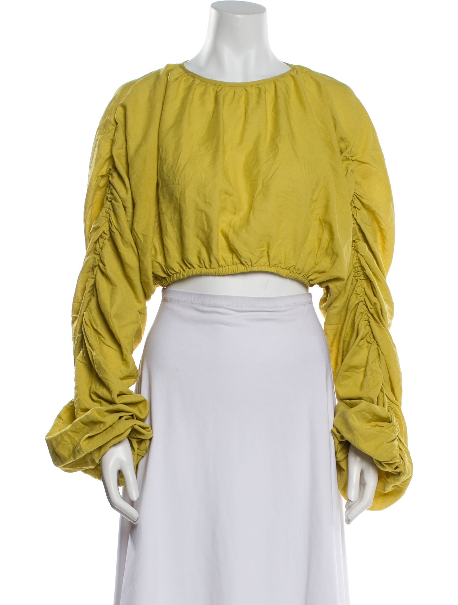 Andrea Iyamah Scoop Neck Long Sleeve Crop Top