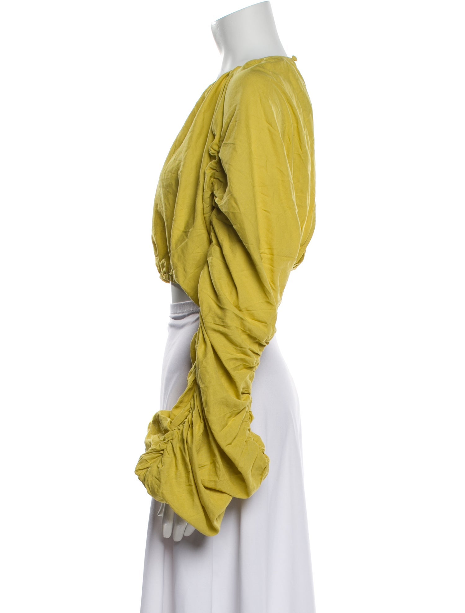 Andrea Iyamah Scoop Neck Long Sleeve Crop Top