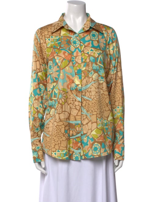 Andrea Iyamah Printed Long Sleeve Button-Up Top