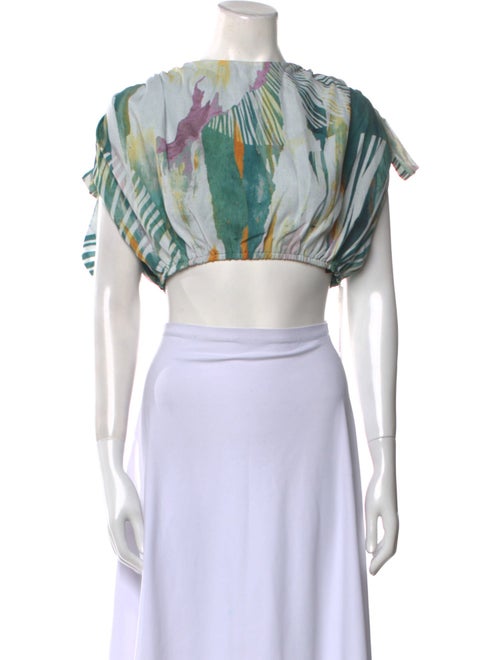 Andrea Iyamah Printed Bateau Neckline Crop Top