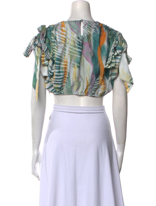 Andrea Iyamah Printed Bateau Neckline Crop Top