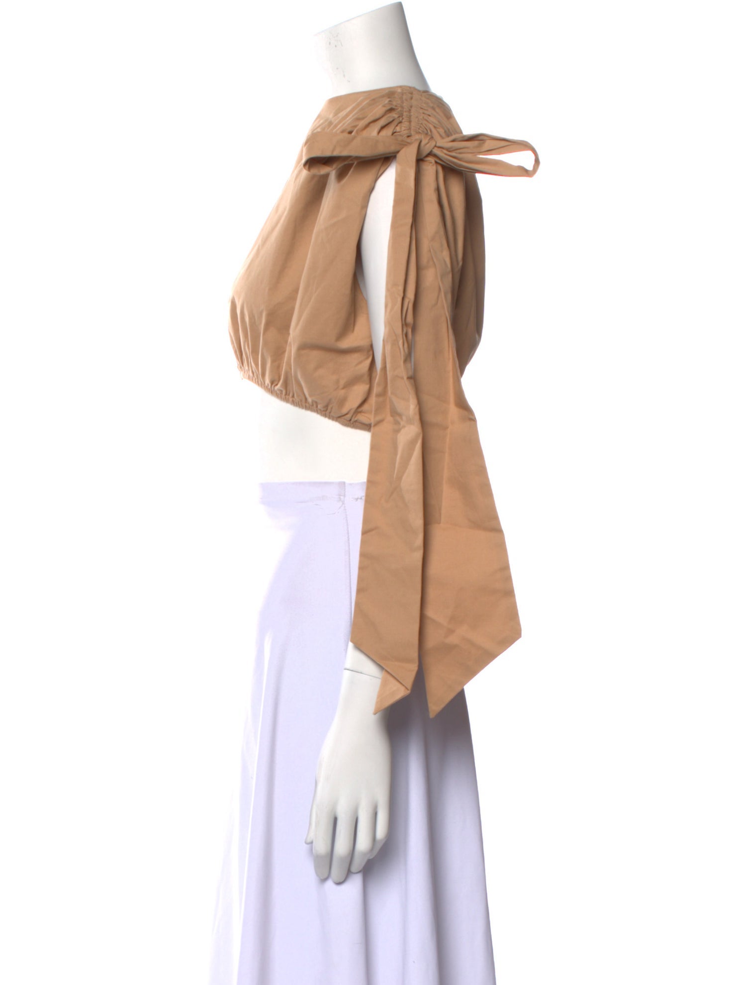 Andrea Iyamah Bateau Neckline Short Sleeve Crop Top