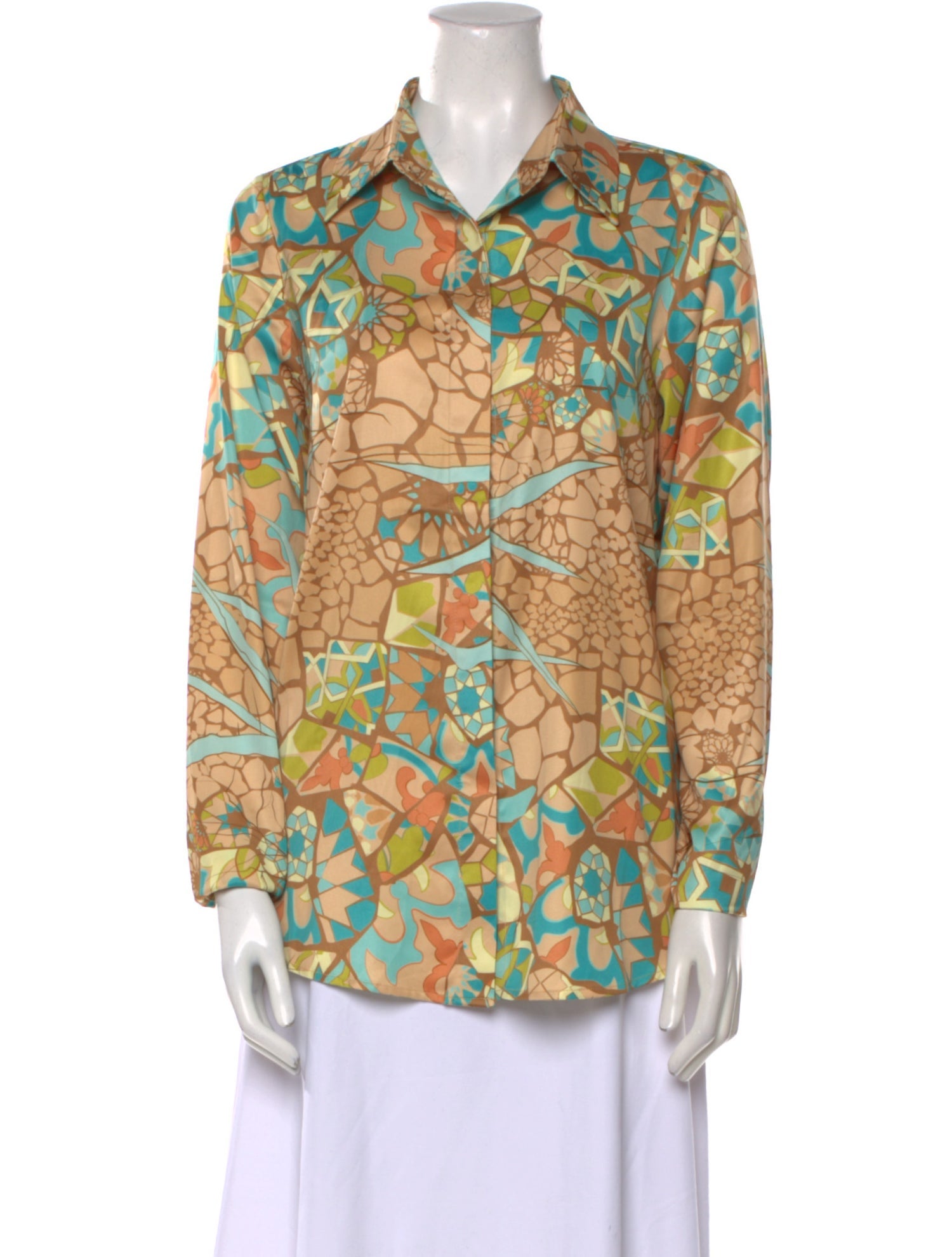 Andrea Iyamah Printed Long Sleeve Button-Up Top w/ Tags