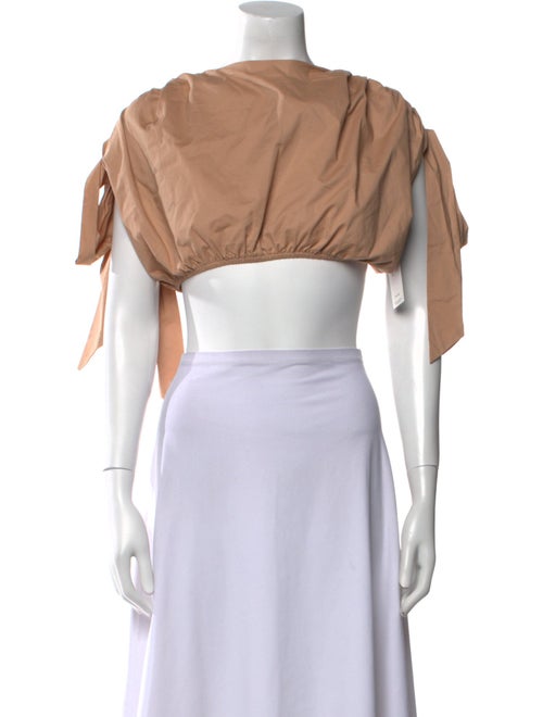 Andrea Iyamah Cowl Neck Short Sleeve Crop Top
