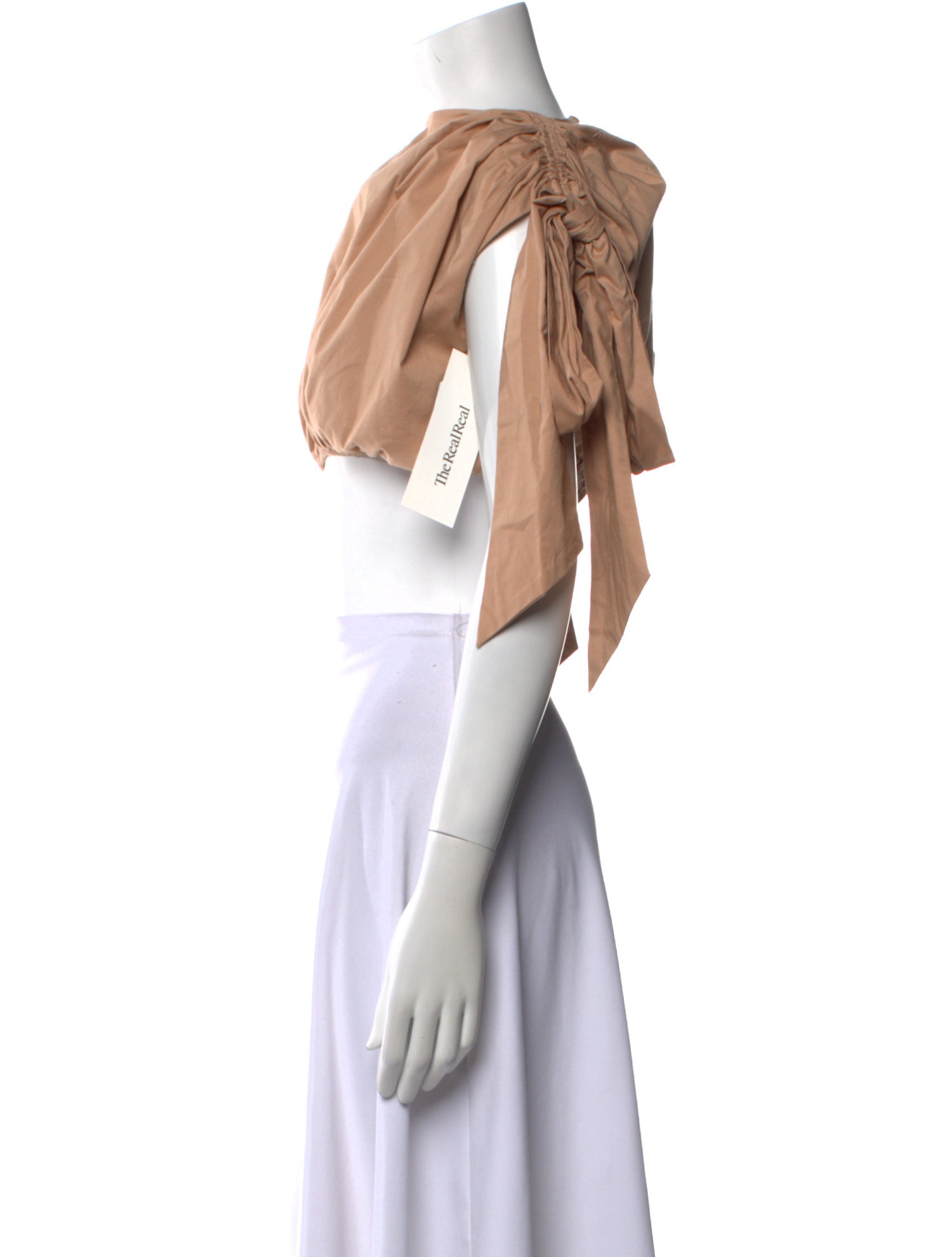 Andrea Iyamah Cowl Neck Short Sleeve Crop Top