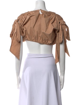 Andrea Iyamah Cowl Neck Short Sleeve Crop Top