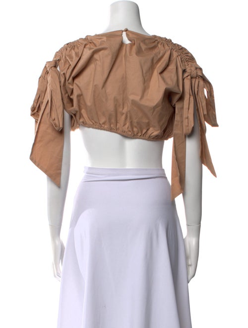 Andrea Iyamah Cowl Neck Short Sleeve Crop Top