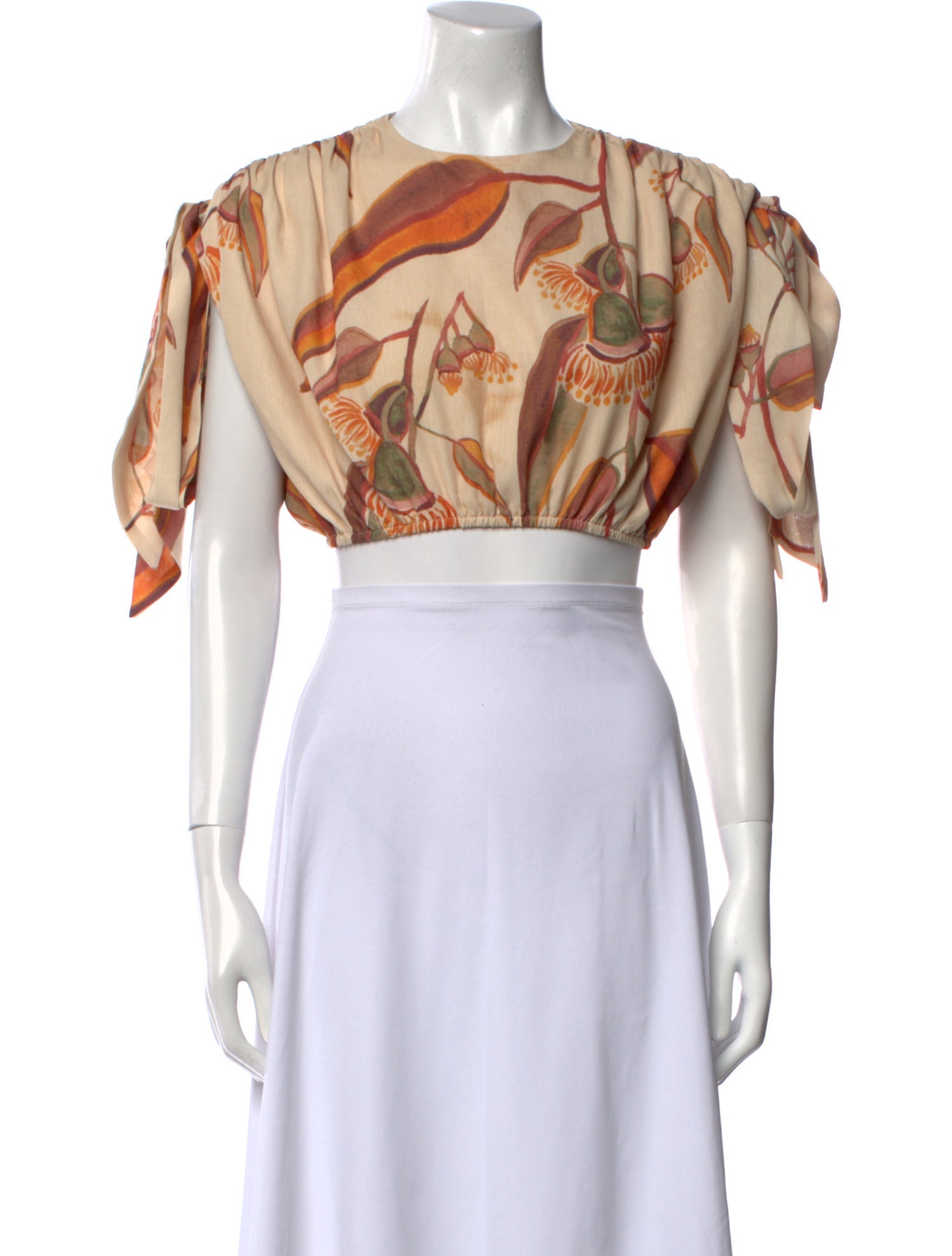 Andrea Iyamah Printed Crew Neck Crop Top