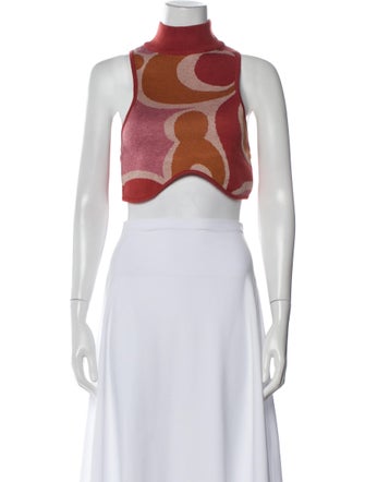 Andrea Iyamah Printed Turtleneck Crop Top