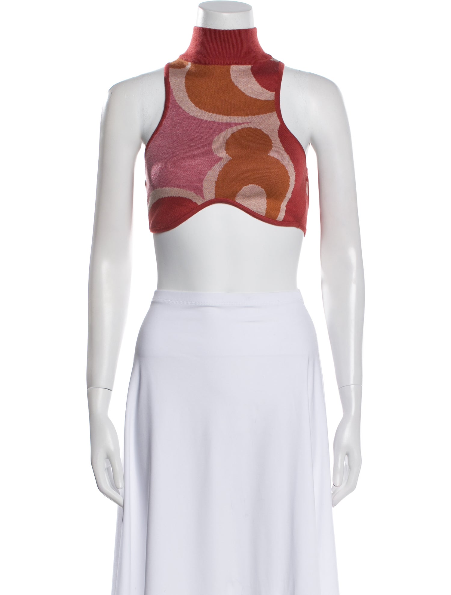 Andrea Iyamah Printed Turtleneck Crop Top