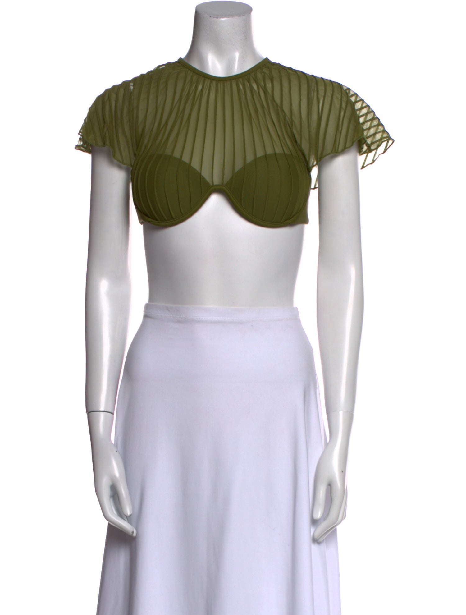 Andrea Iyamah Nylon Crew Neck Crop Top