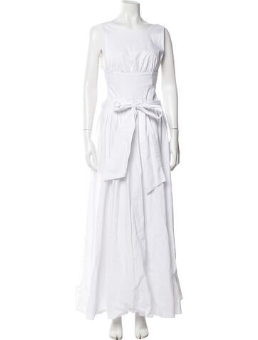 Pre-owned Andrea Iyamah Bateau Neckline Long Dress In White