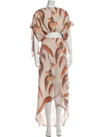Pre-owned Andrea Iyamah Printed Skirt Set In Neutral