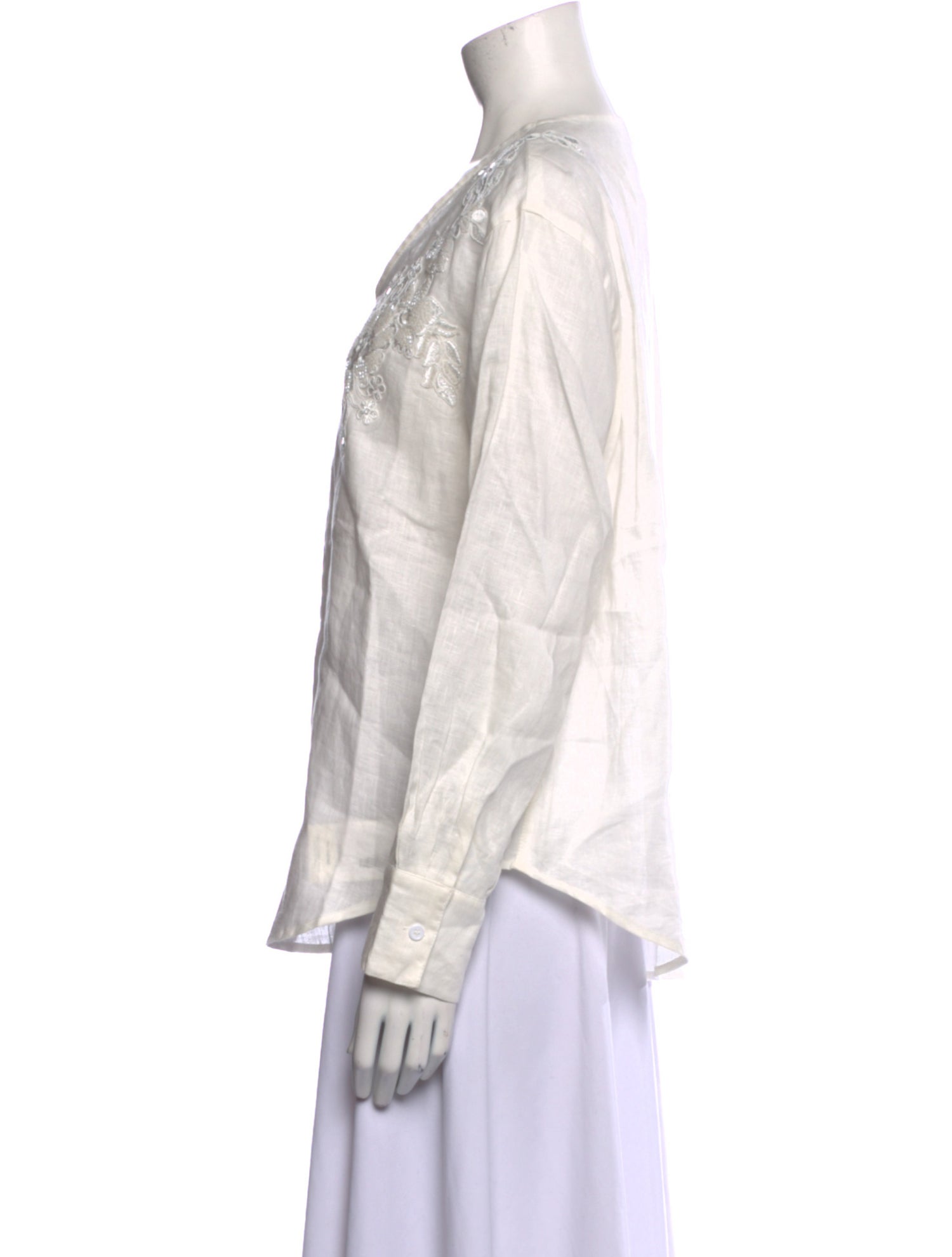 Anemos Printed V-Neck Button-Up Top