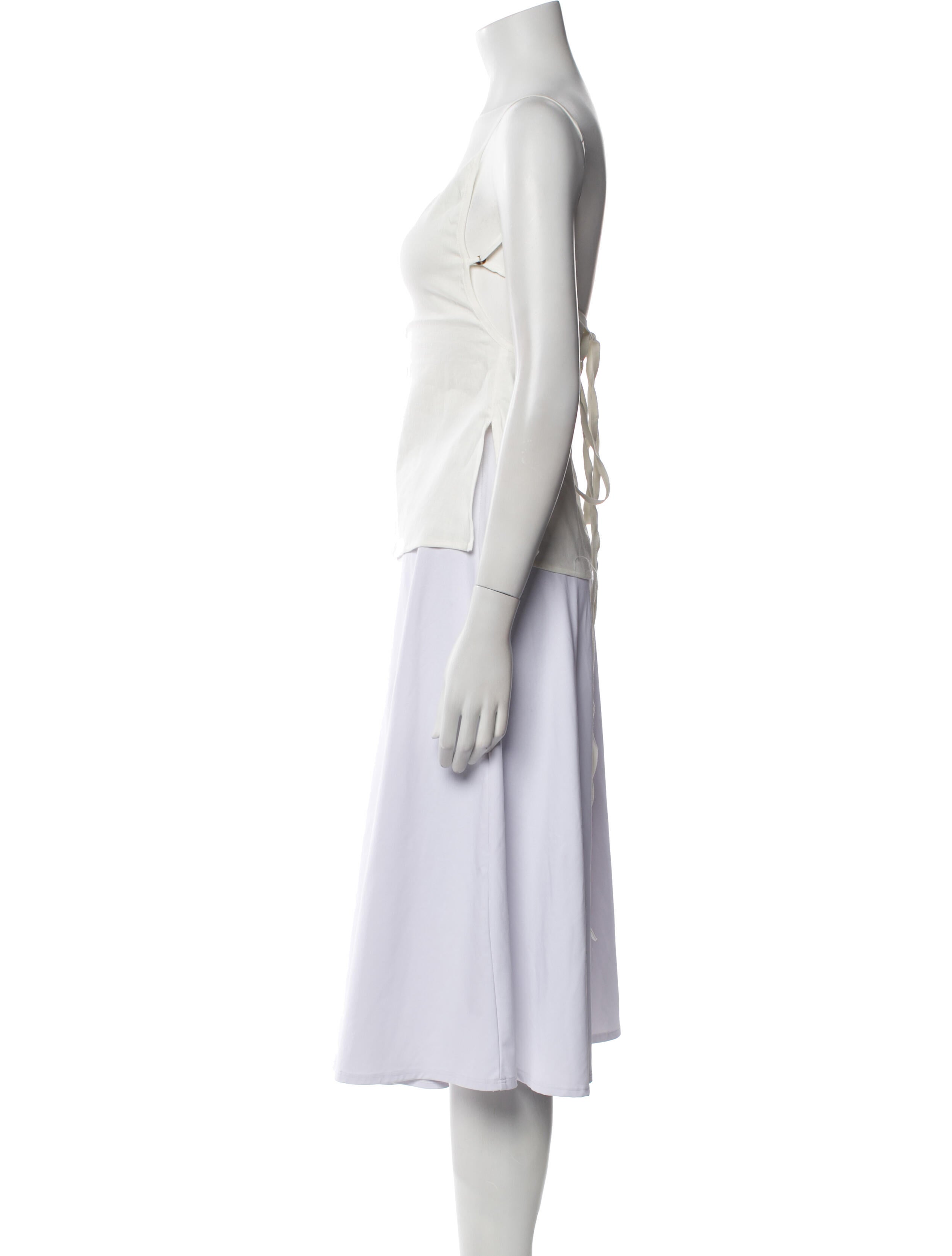 Anemos Linen Square Neckline Crop Top