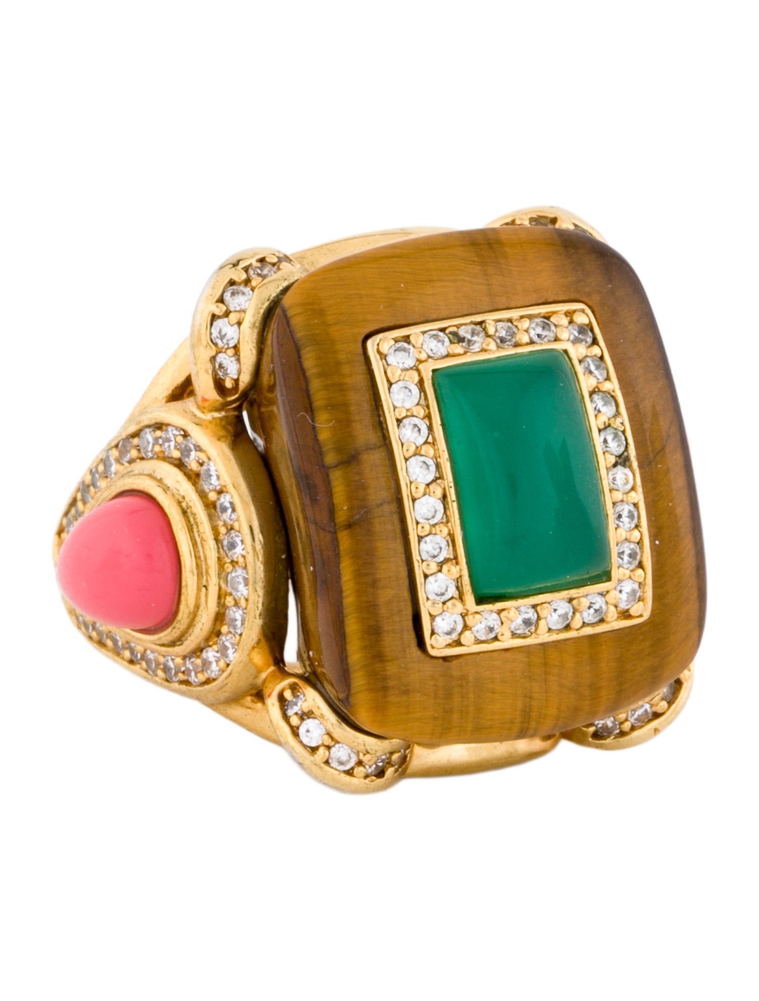Angélique de Paris Crystal & Multicolored Stone "Antibes" Cocktail Ring