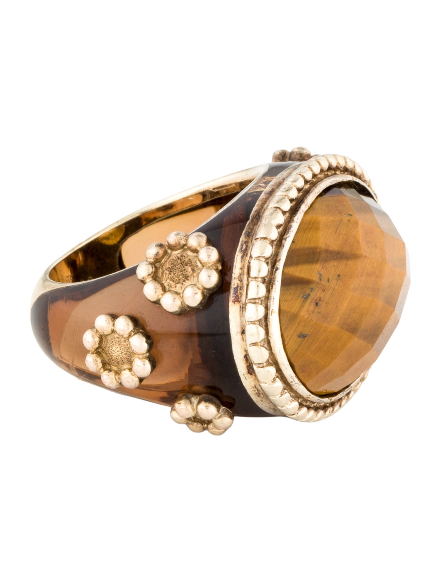 Angélique de Paris Tiger's Eye Quartz & Resin Cocktail Ring