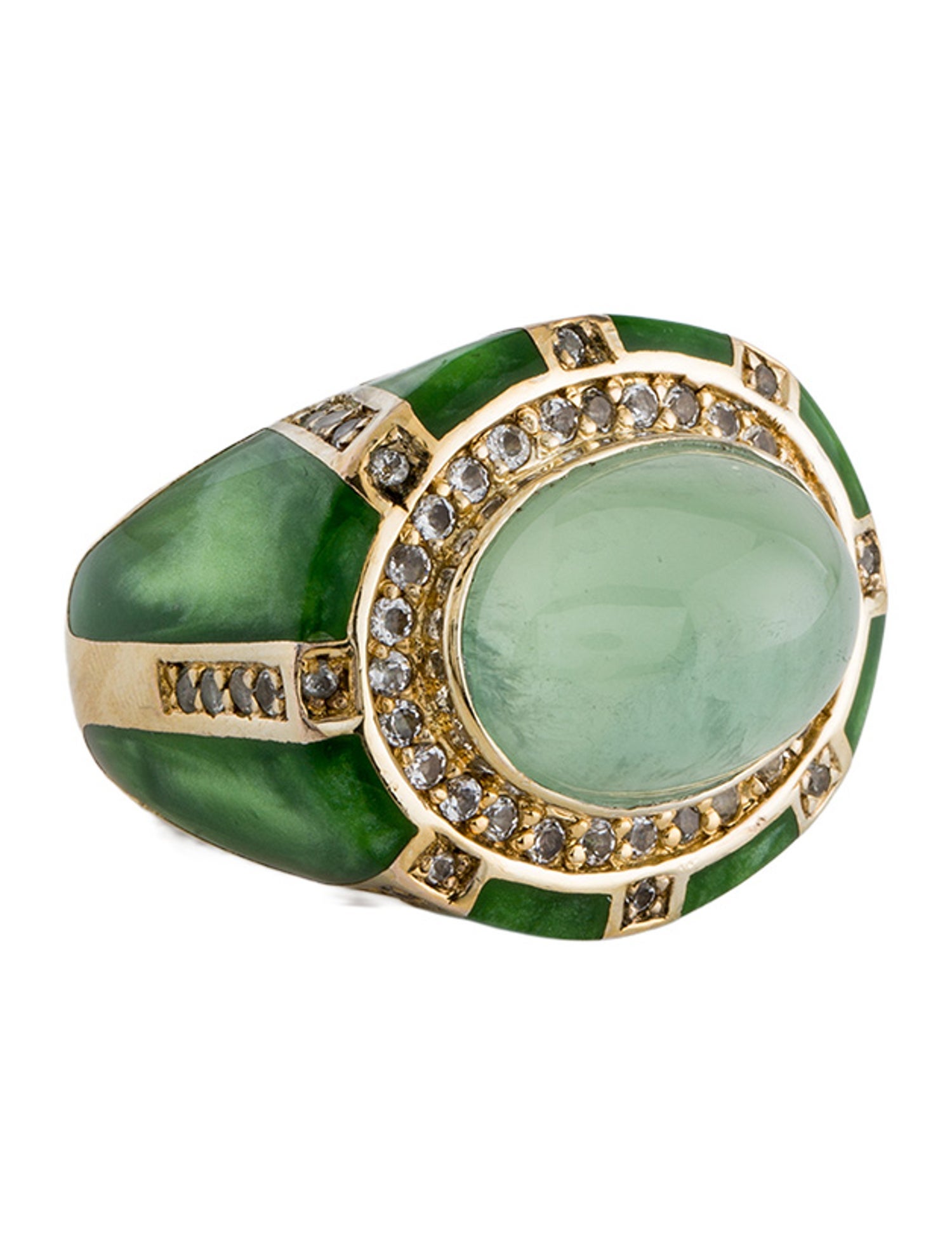 Angélique de Paris Enamel, Prehnite & Topaz Cocktail Ring