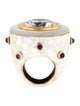 Angélique de Paris Diva Mother of Pearl, Amethyst & Cubic Zirconia Cocktail Ring