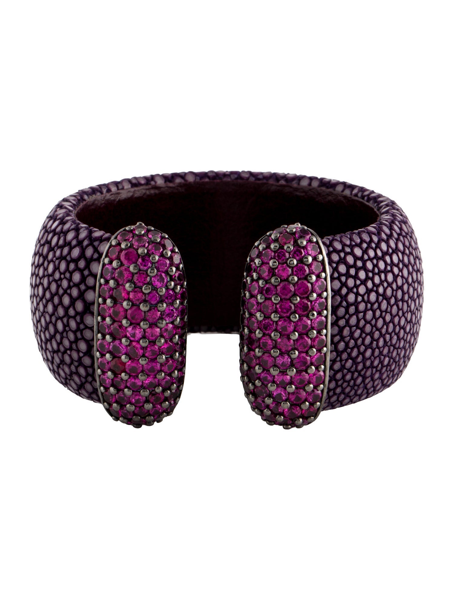 Angélique de Paris Dyed Stingray & Synthetic Ruby Cuff Bracelet