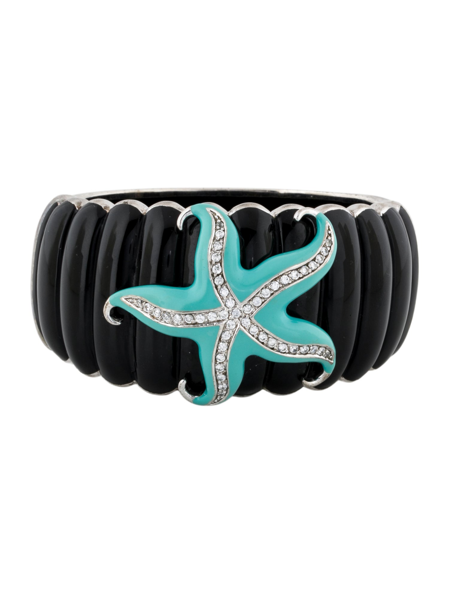 Angélique de Paris Enamel & Cubic Zirconia Starfish Hinged Bangle