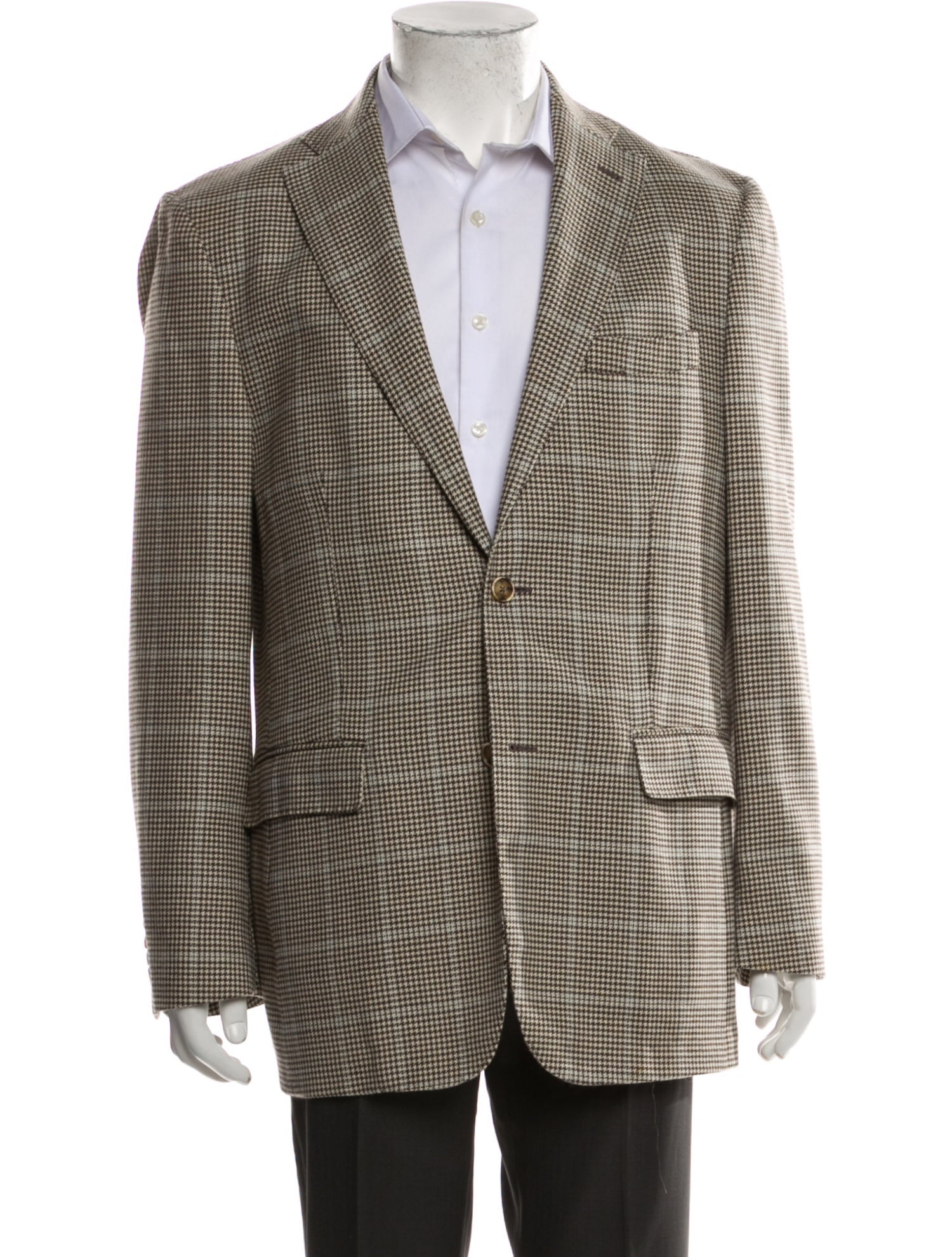Angelo Nardelli Virgin Wool Houndstooth Print Blazer