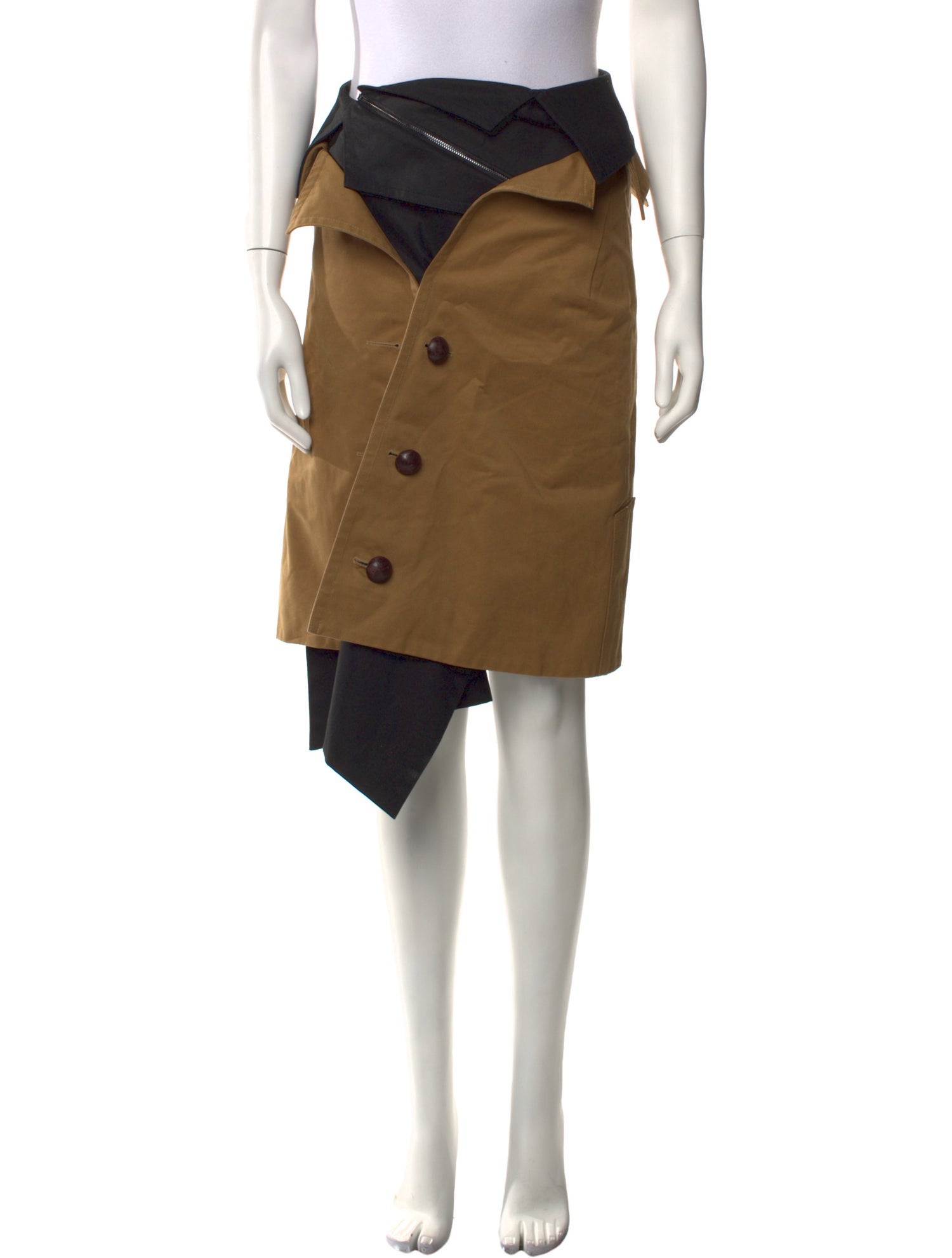 All-In Pleated Accents Midi Length Skirt w/ Tags