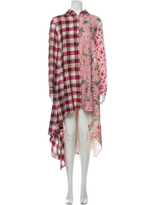 Anjuna Plaid Print Long Dress Pink