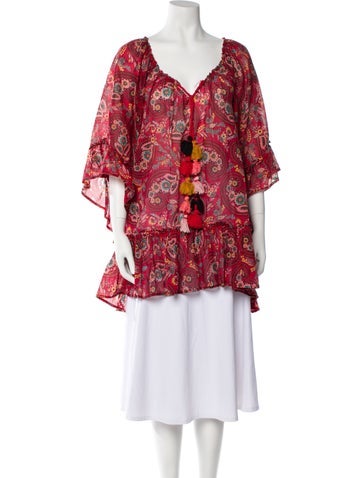 Anjuna Tops Floral Print V-Neck Tunic S