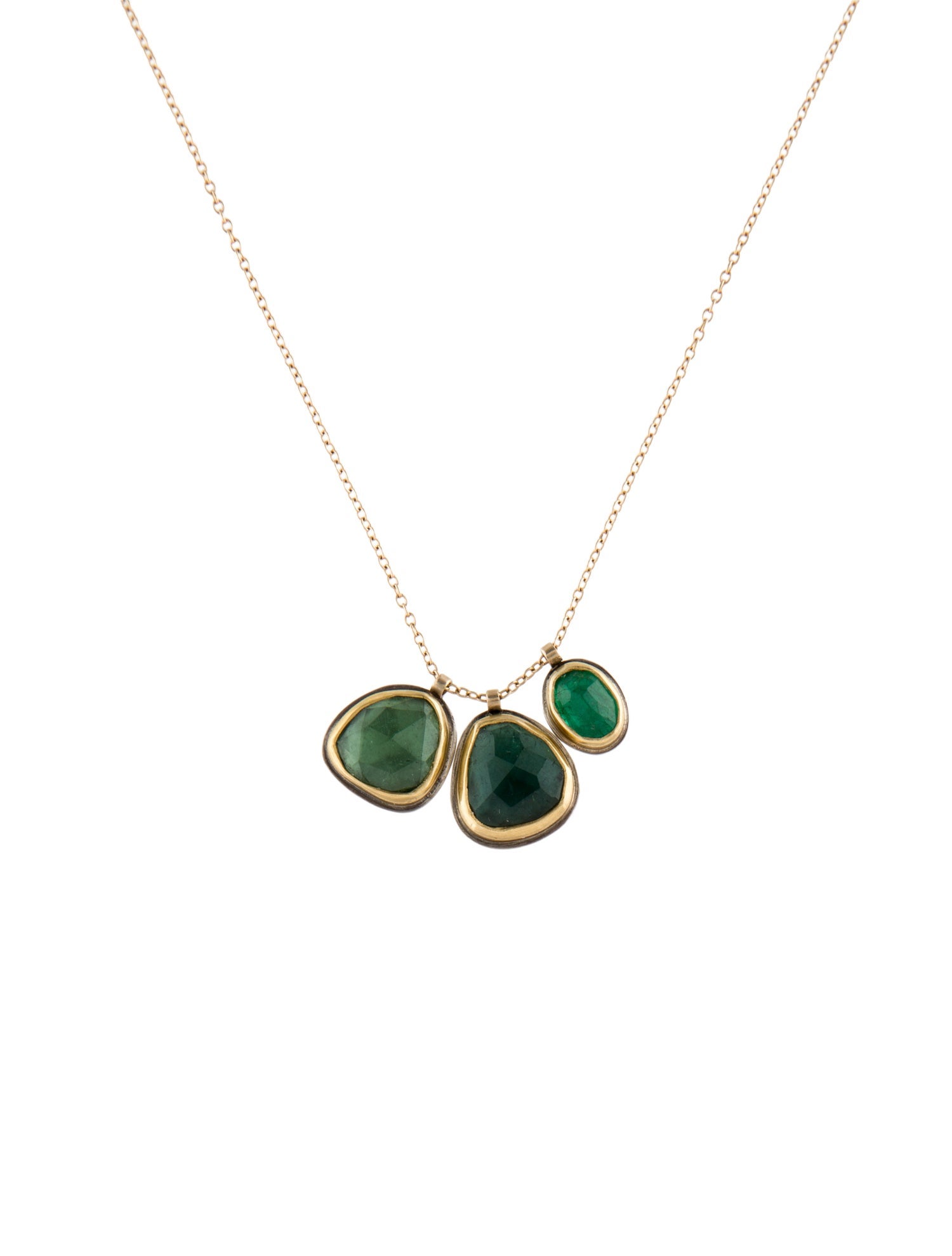 Ananda Khalsa Emerald & Tourmaline Pendant Necklace