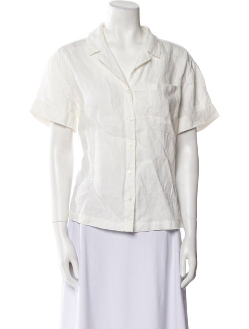 ANR+ Linen Short Sleeve Button-Up Top