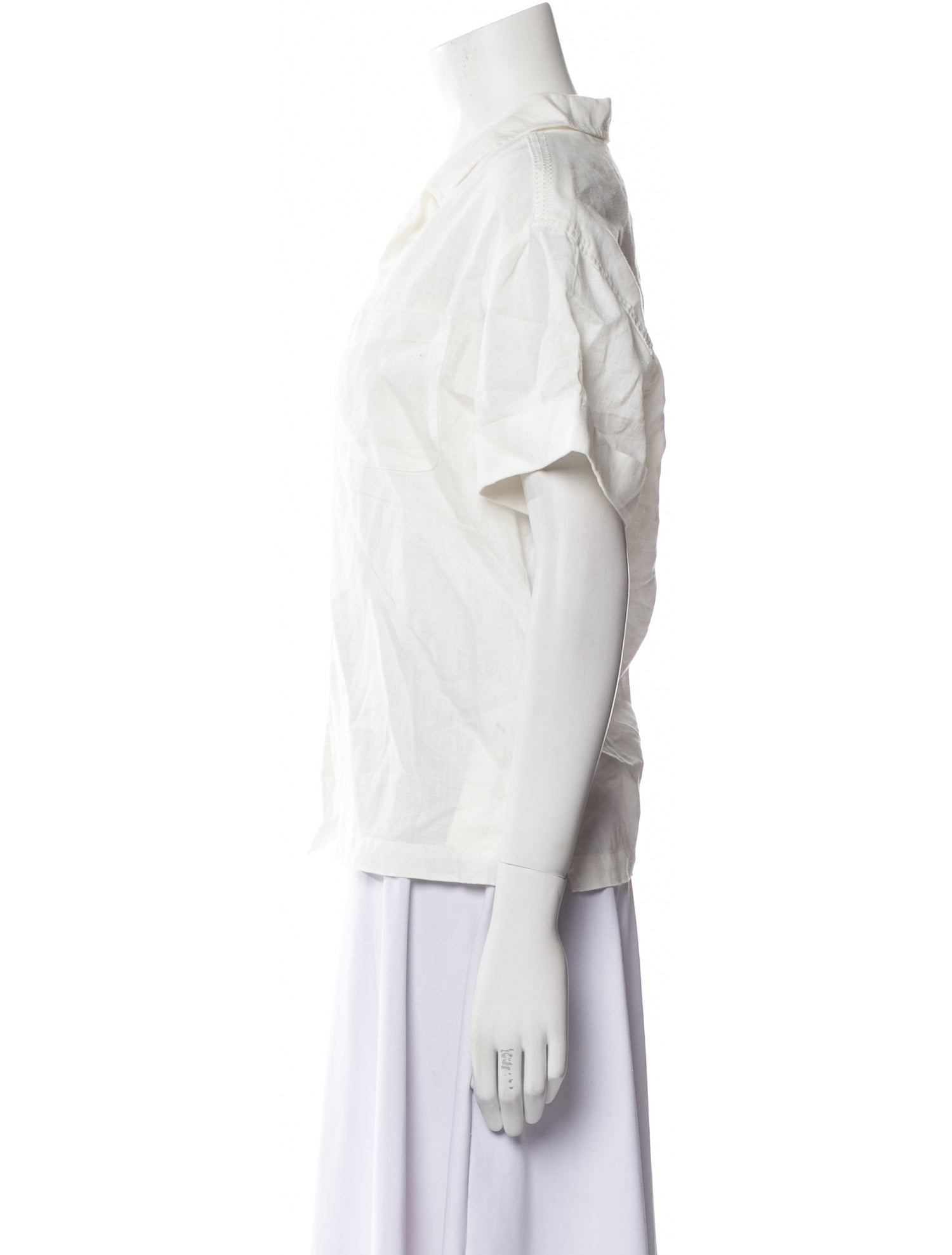 ANR+ Linen Short Sleeve Button-Up Top