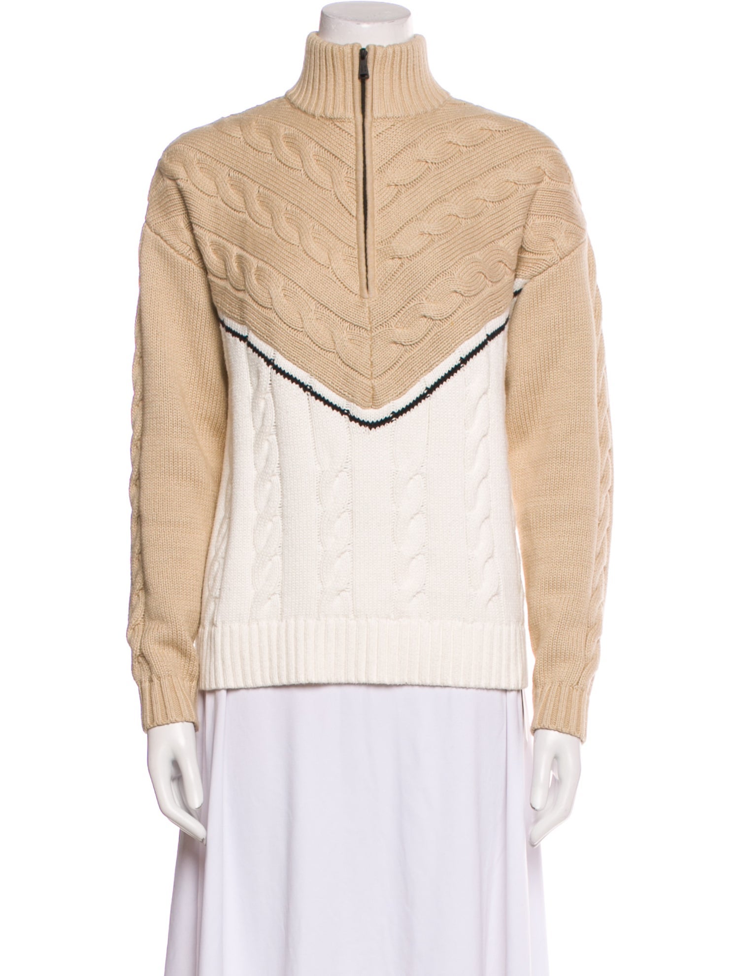 ANR+ Colorblock Pattern Mock Neck Sweater