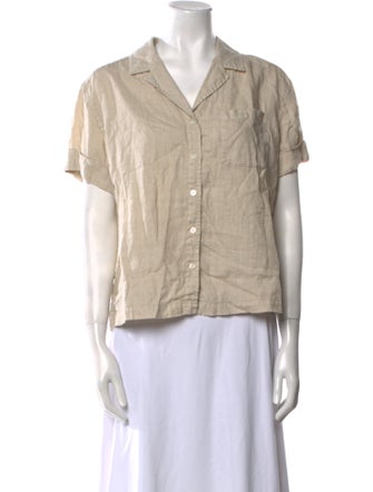 ANR+ Linen V-Neck Button-Up Top
