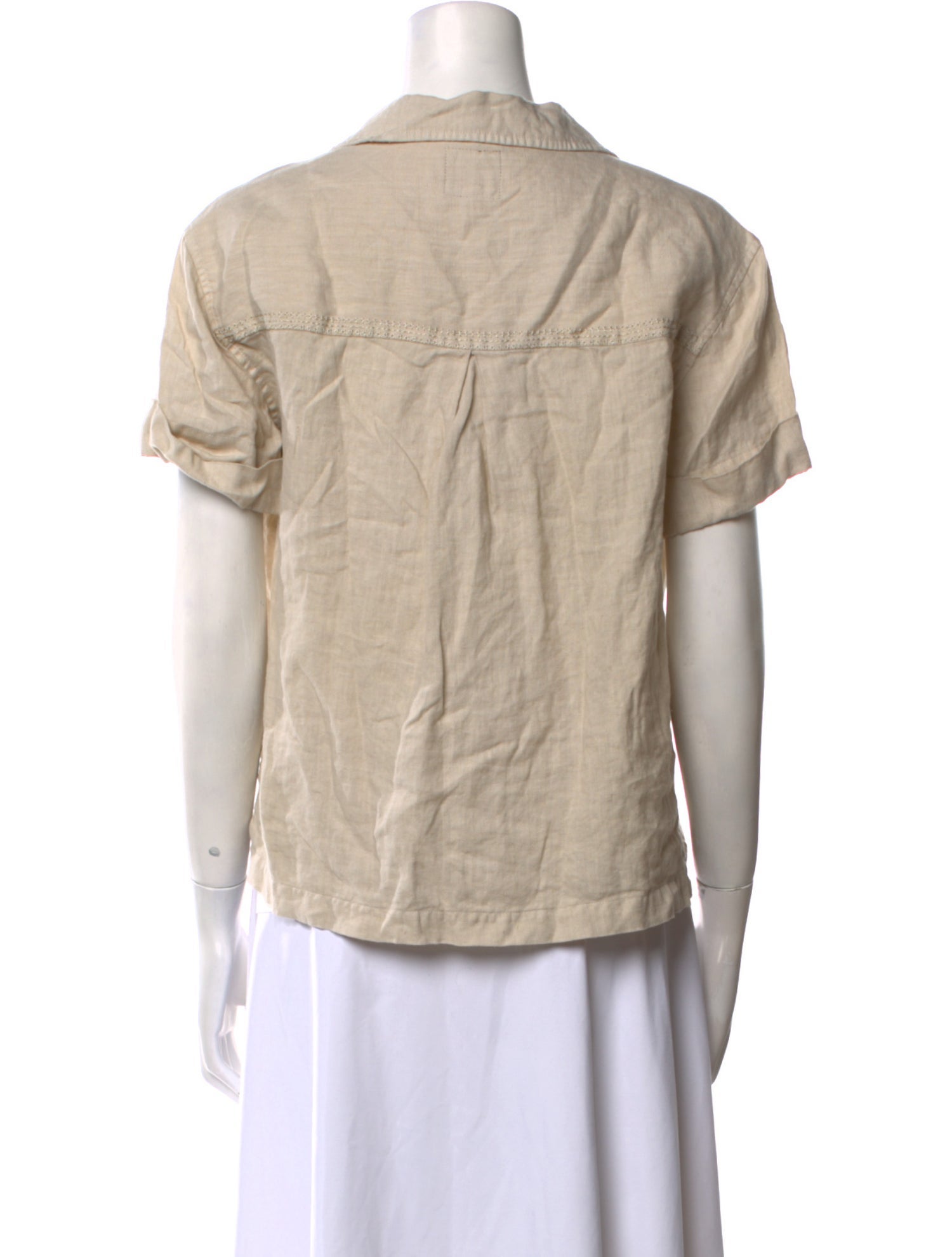 ANR+ Linen V-Neck Button-Up Top