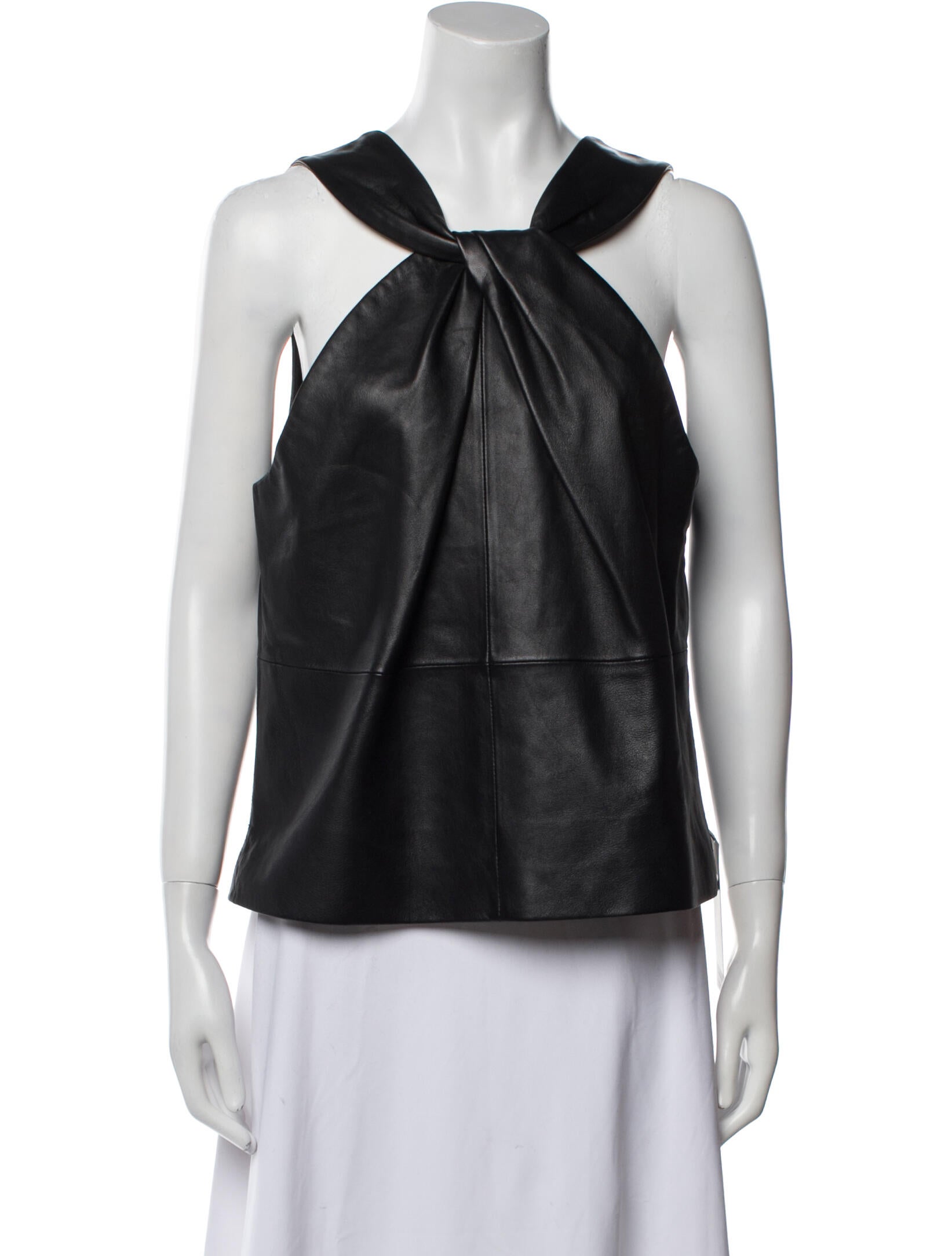 Antonio Melani Leather Square Neckline Blouse