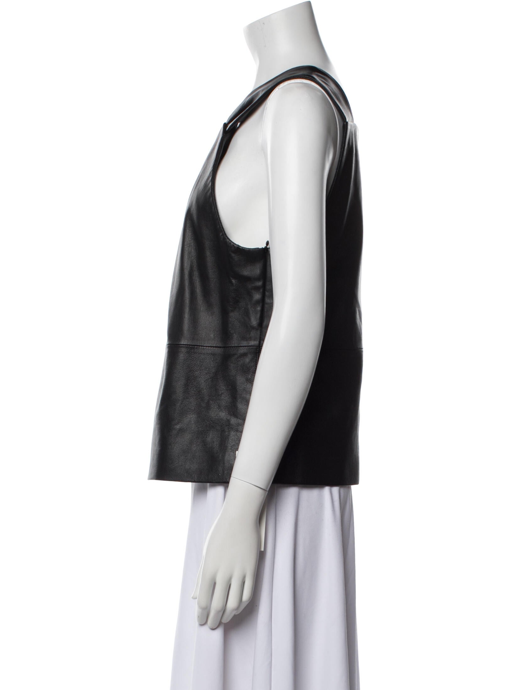 Antonio Melani Leather Square Neckline Blouse