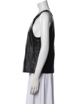 Antonio Melani Leather Square Neckline Blouse