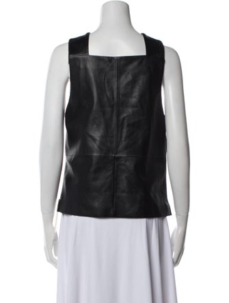 Antonio Melani Leather Square Neckline Blouse