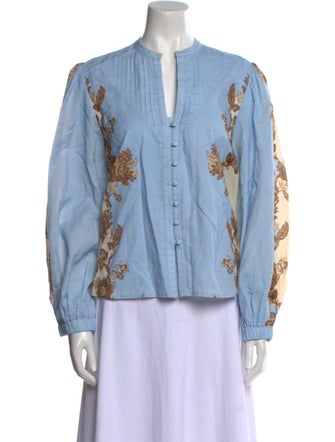 Anna Cate Floral Print V-Neck Blouse