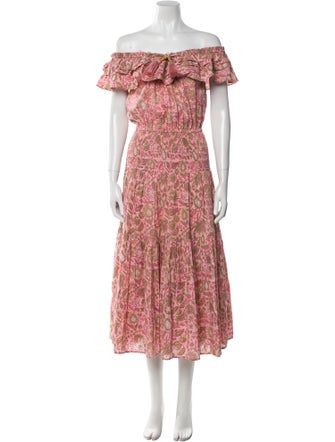 Anna Cate Floral Print Midi Length Dress