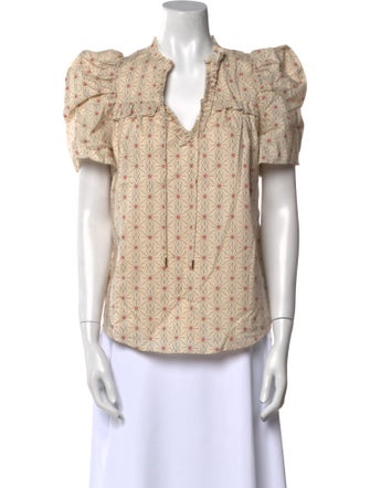 Anna Cate Floral Print V-Neck Blouse