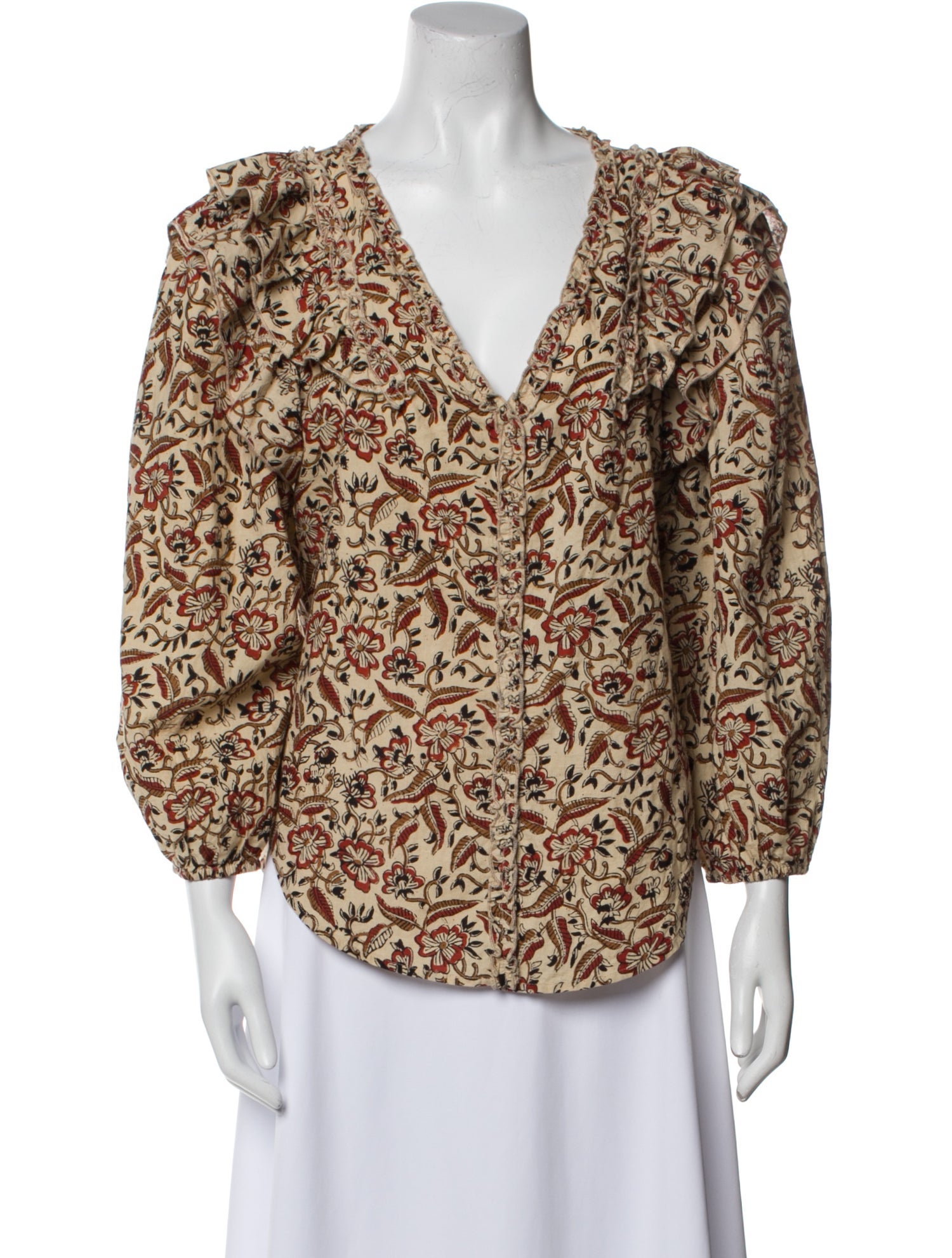 Anna Cate Printed V-Neck Blouse w/ Tags