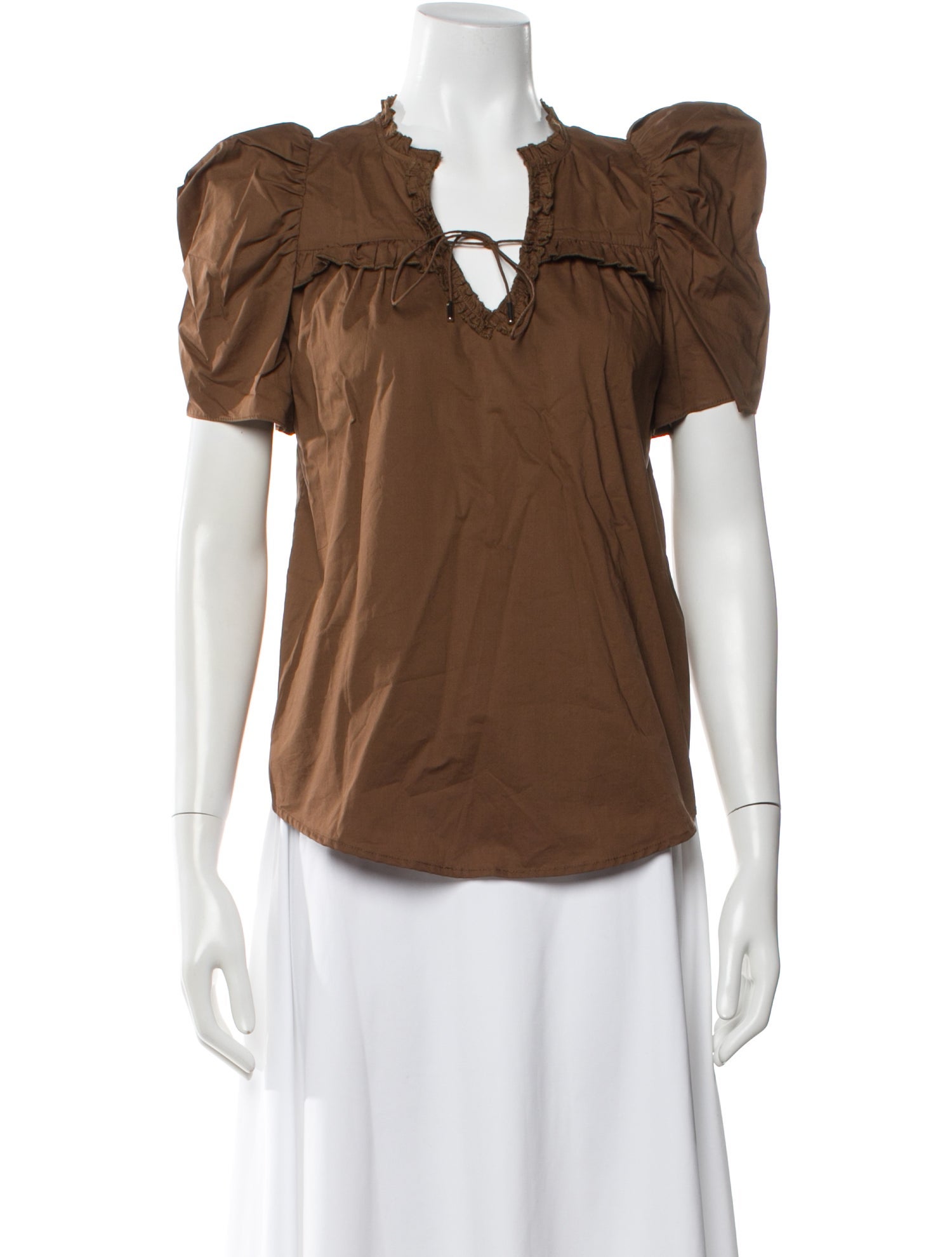 Anna Cate Tie Neck Short Sleeve Blouse