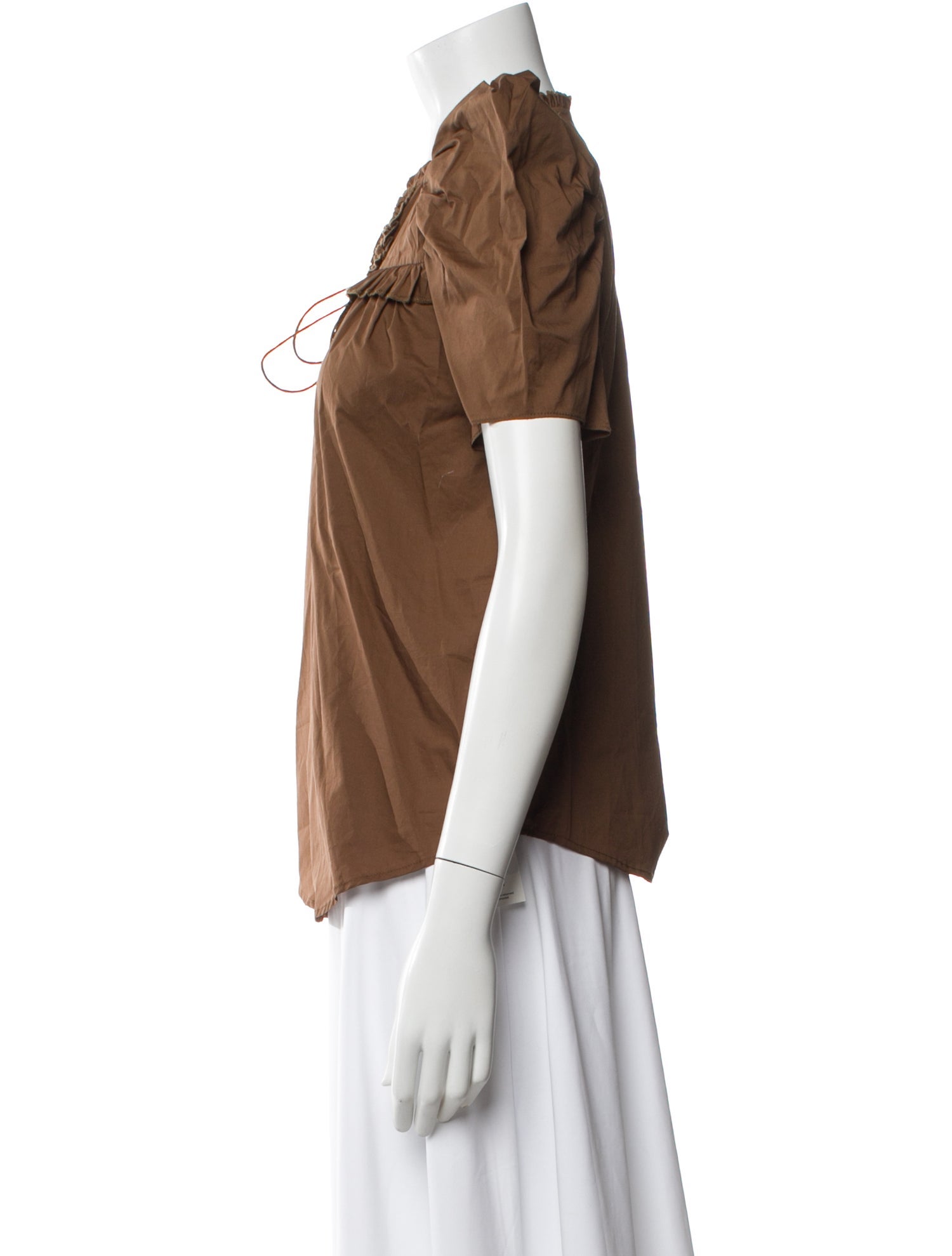 Anna Cate Tie Neck Short Sleeve Blouse