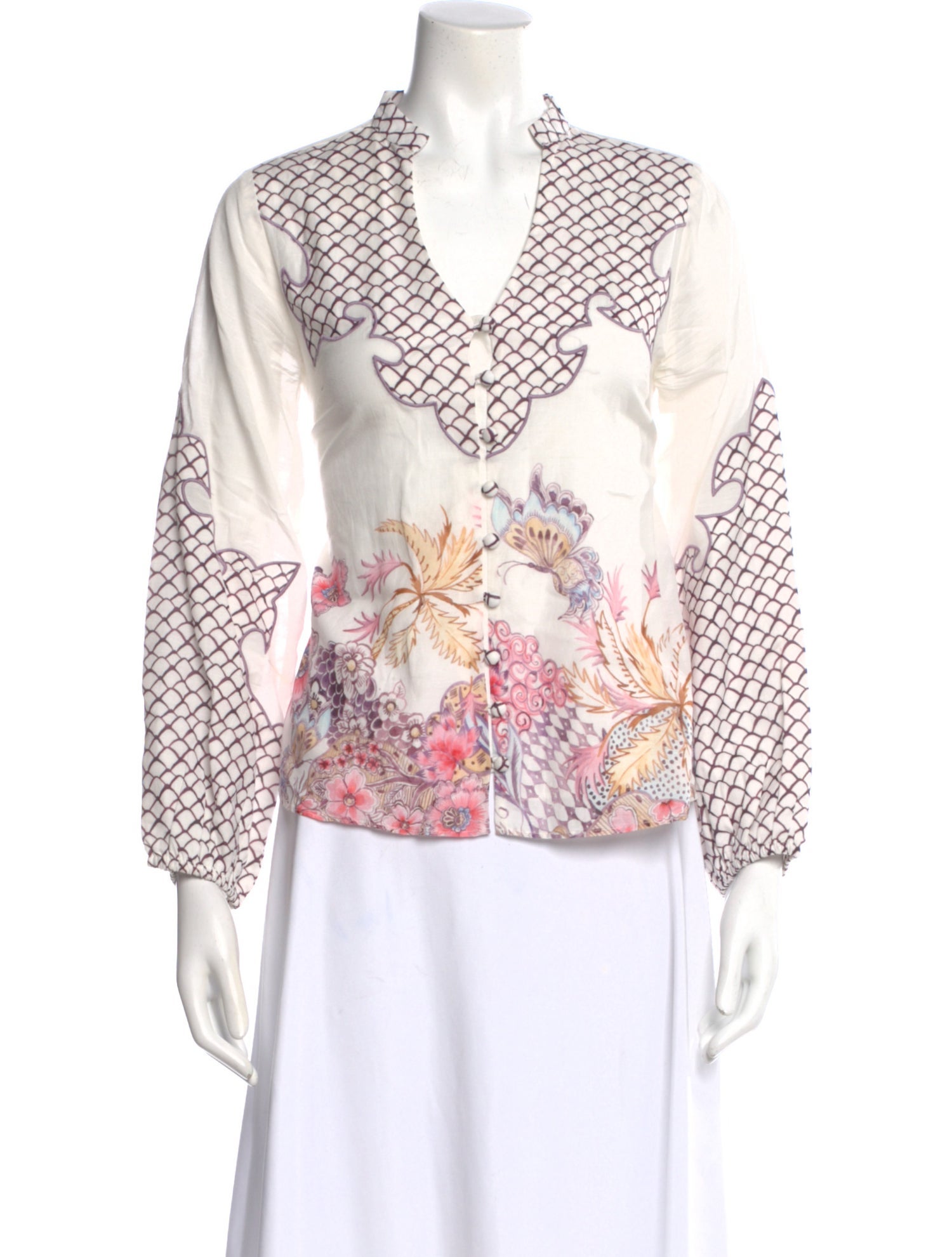 Anna Cate Floral Print V-Neck Blouse