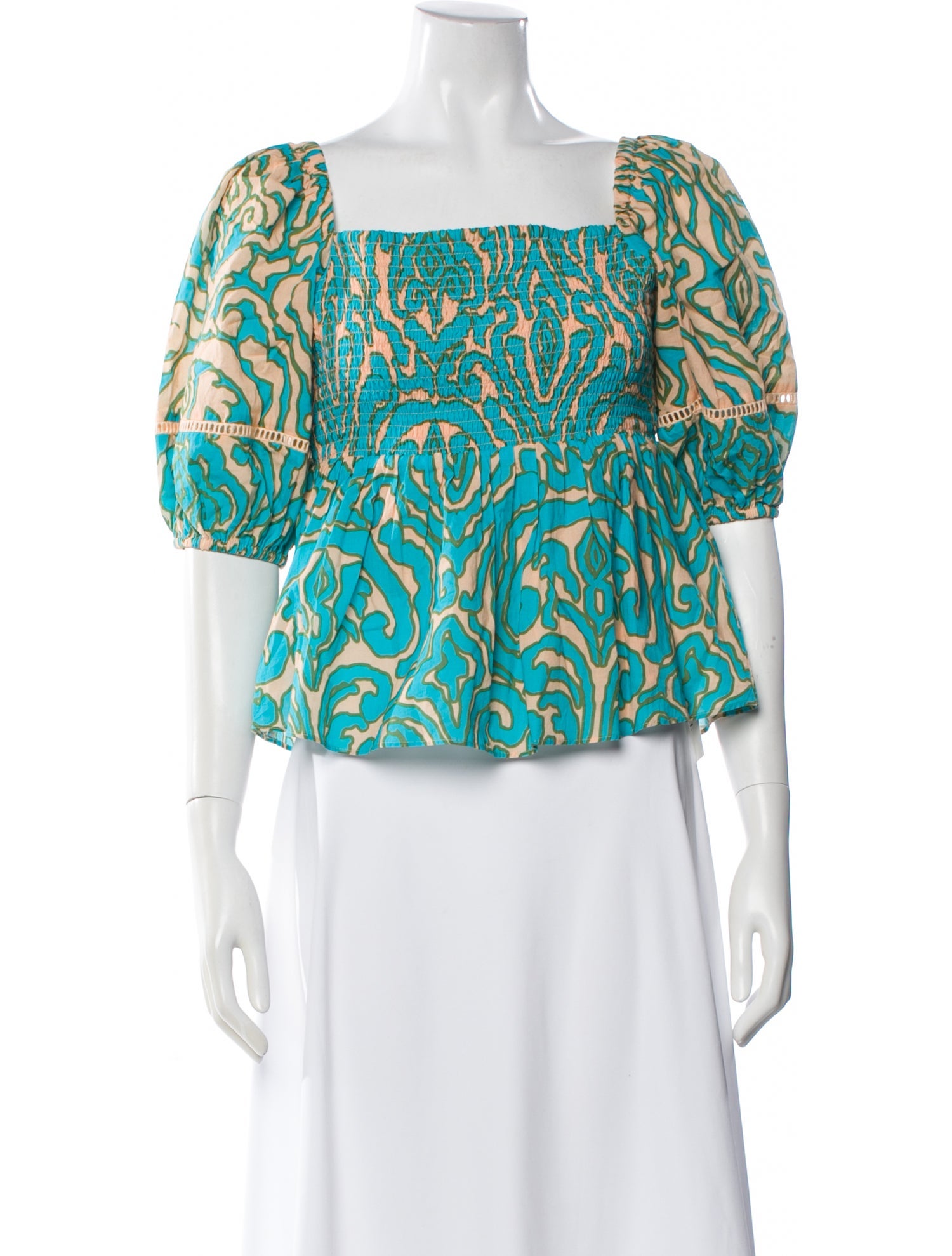 Anna Cate Patterned Square Neckline Top